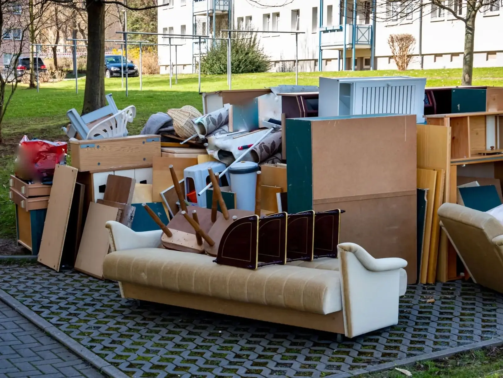 Furniture and boards ready for collection