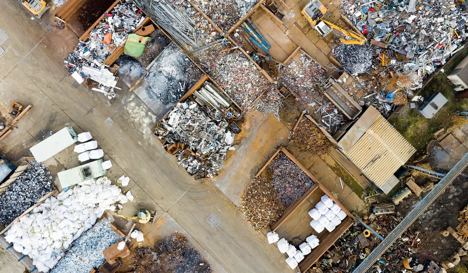 Recycling yard seen from above